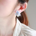 White × blue hydrangea layered earrings (white and ice blue) flower gift